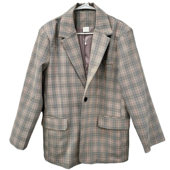 NEW NWOT Silk & Salt Plaid Blazer Jacket XL - Picture 2 of 6